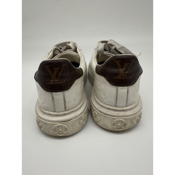 Louis Vuitton Leather Monogram Embossed Lace-up Low Top Sneakers White Size 36.5 - Picture 5 of 16